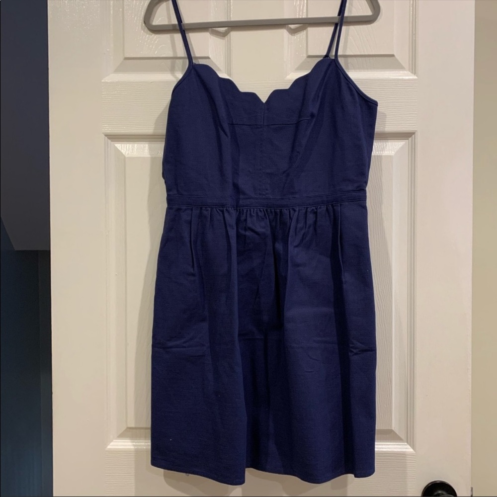 NWT J.Crew scalloped detail navy dress